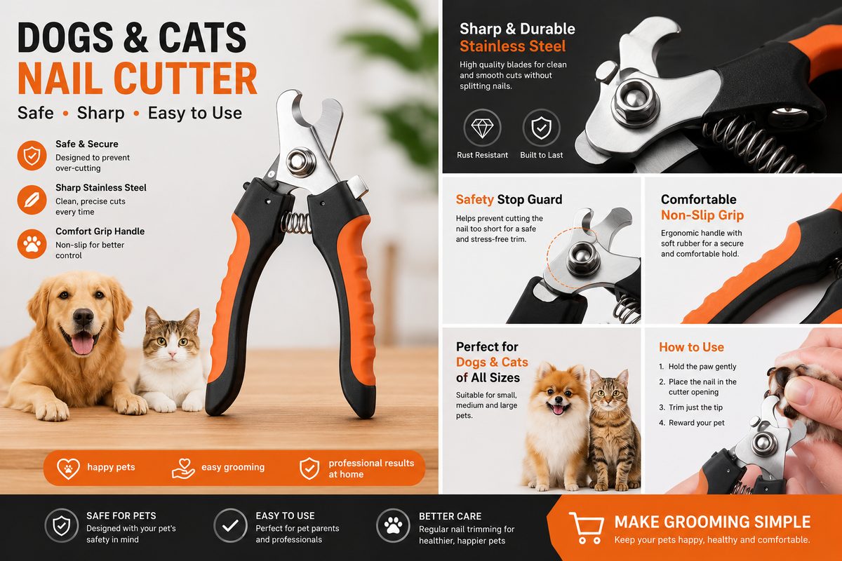 Dog Nail Clippers for Small & Large Dogs – Professional Pet Nail Trimmer with Safety Guard, Sharp Stainless Steel Blade & Non-Slip Grip for Dogs, Cats & Pets